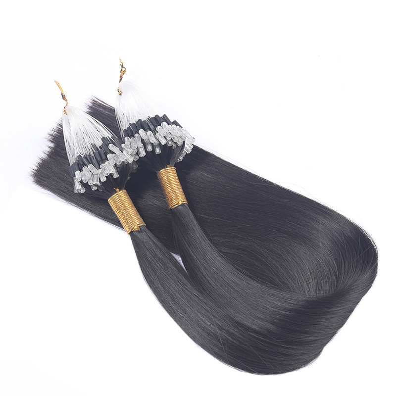 Ladies with medium-length straight hair, real hair strands, false hair curtains, and seamless hair extensions details Picture