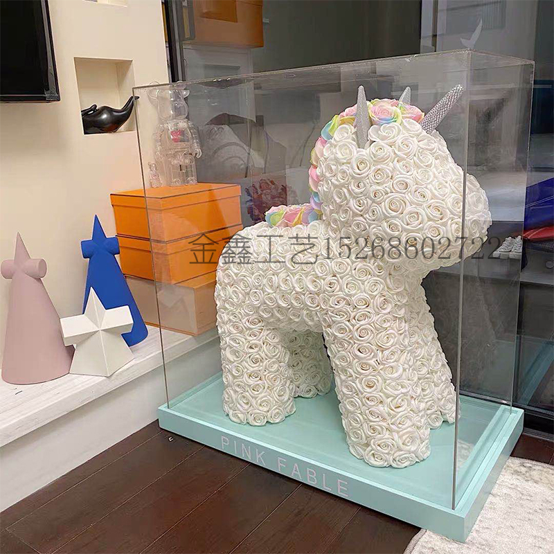 60cm大号香皂花独角兽泡沫模具永生花PE玫瑰花情人节闺蜜生日礼物白底实物图