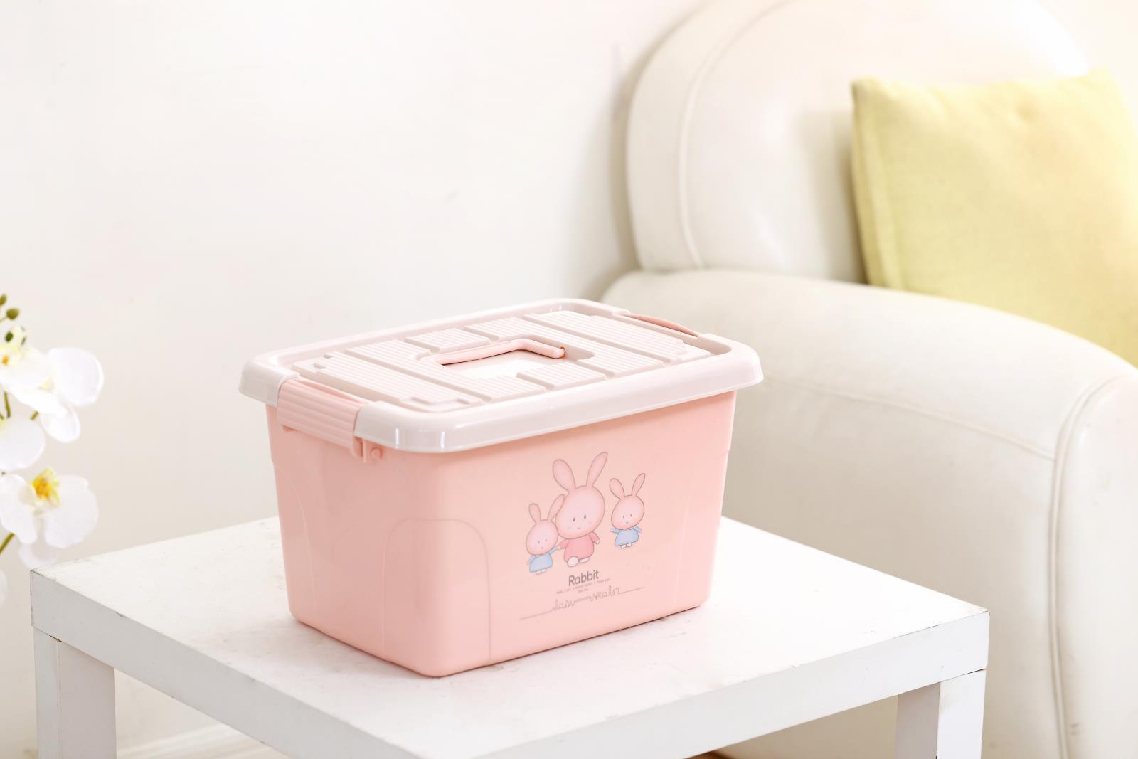 Direct sales from the manufacturer of cartoon plastic bedroom pink storage boxes