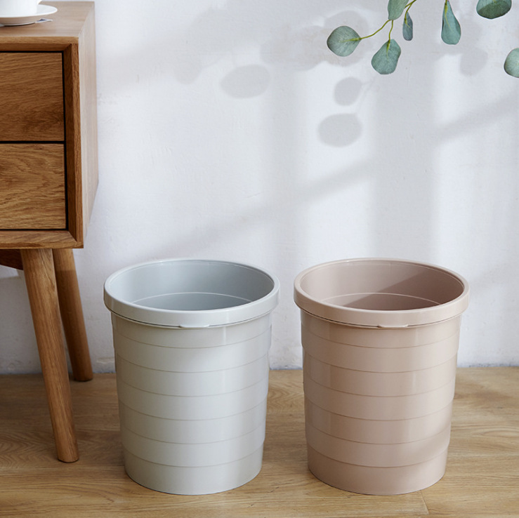 创意简约办公室压圈螺纹垃圾桶无盖环保客厅厨房纸篓批发