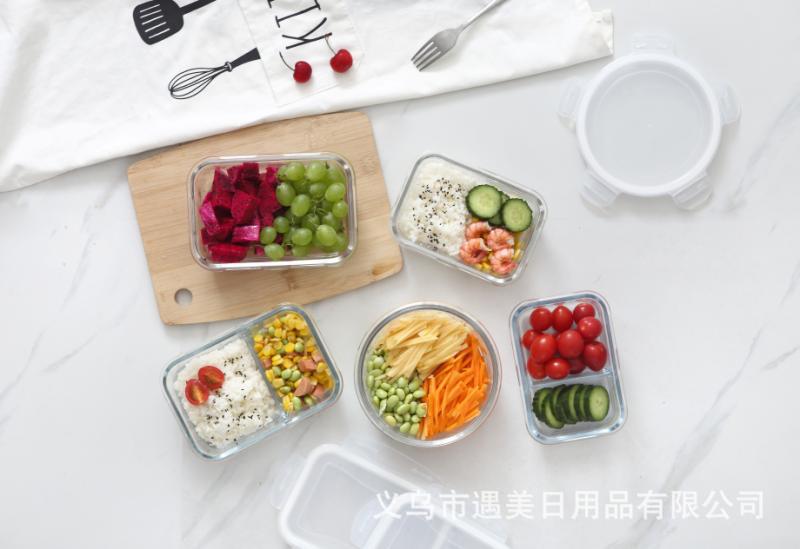 The Chinese-style fresh-keeping bowl is made of transparent glass and is suitable for carrying lunch bowls details Picture