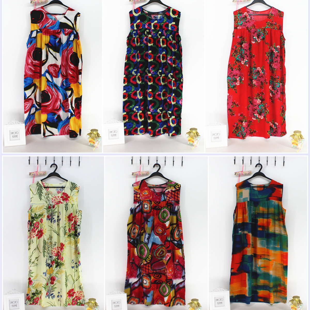 Summer sleeveless artificial cotton nightgown for middle-aged and elderly people, extended and plump cotton silk pajamas for the elderly, mom's nightgown