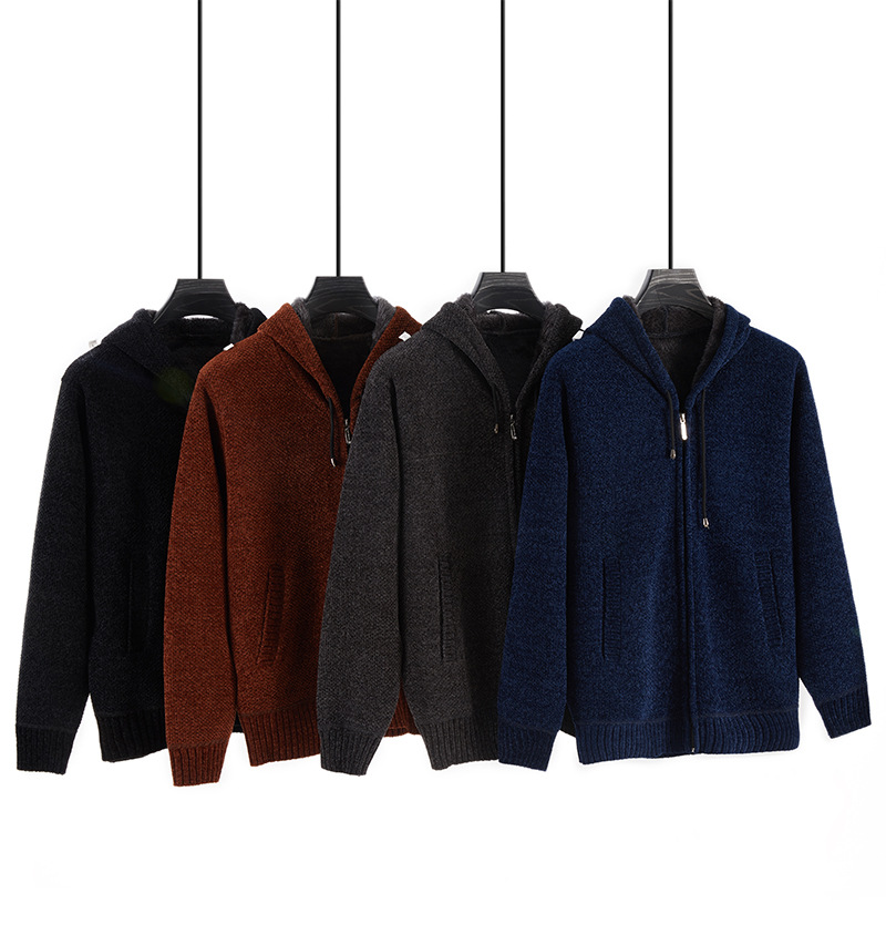 Men's outerwear cardigan with fleece and hat, thickened hoodie for teenagers, 2020 autumn and winter fashion casual top cross-border