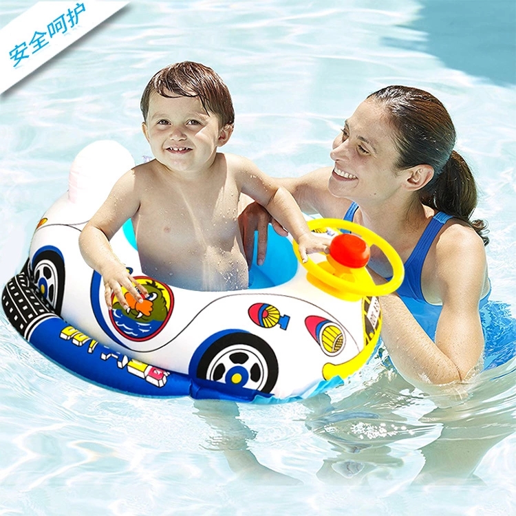 Hot-selling children's steering wheel swimming rings, seat rings, baby cartoon seat rings, baby swimming rings, thickened float rings details Picture
