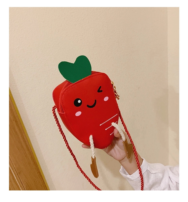 New children's bags, crossbody bags in the shape of radishes, baby coin purges, princess accessory bags, and cute little baby bags Specification drawing