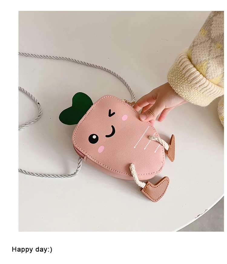 New children's bags, crossbody bags in the shape of radishes, baby coin purges, princess accessory bags, and cute little baby bags details Picture