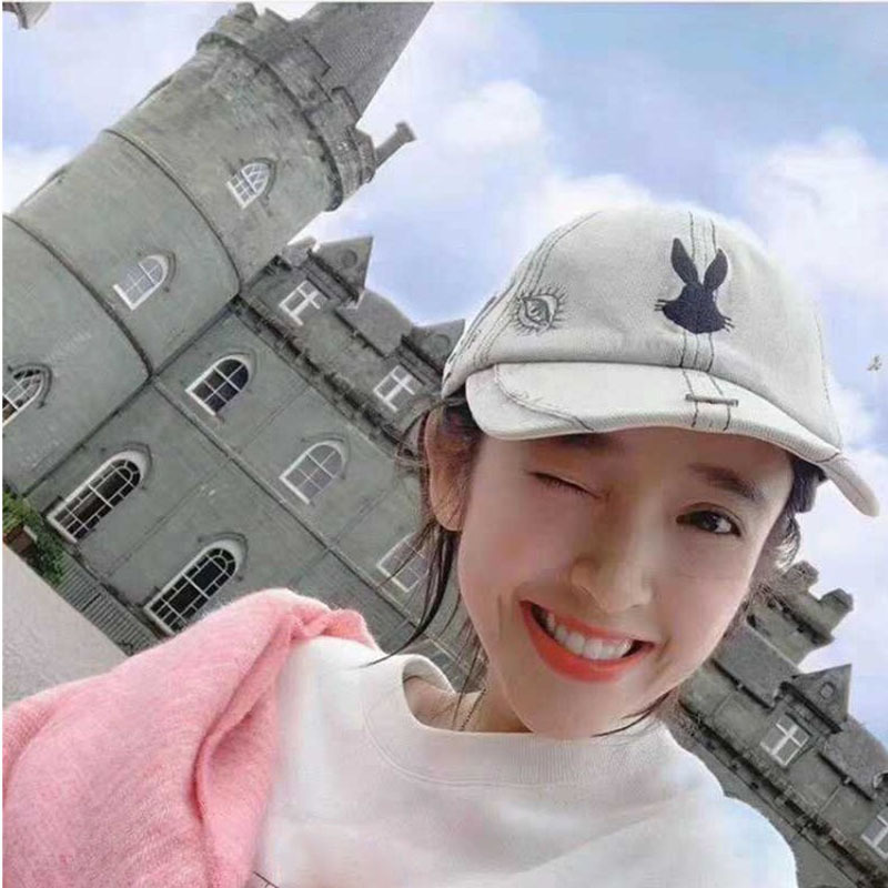春夏明星同款兔八哥棒球帽刺绣涂鸦做旧水洗牛仔鸭舌帽女潮