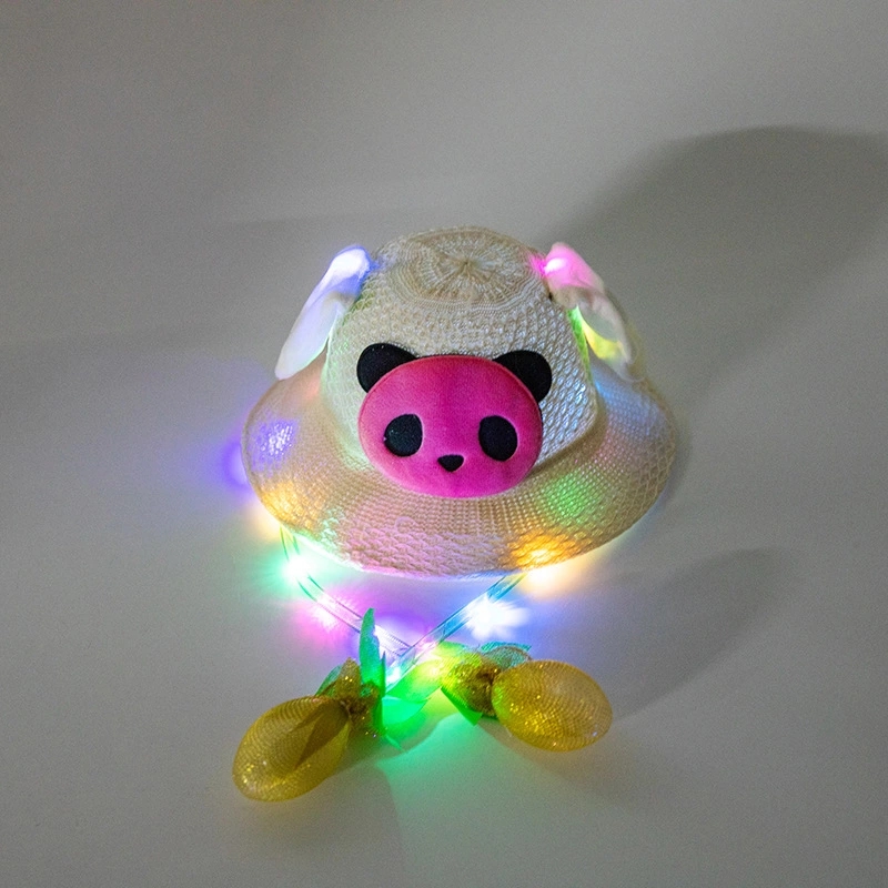 The new rabbit-ear moving and illuminated children's summer sun hat is a bestseller with cute animal pattern airbag caps full figure