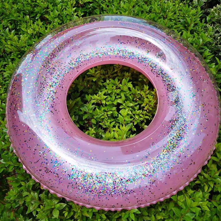 Factory direct sales of color transparent bright sheet swimming rings, inflatable eco-friendly new adult swimming rings and sitting rings in stock for wholesale Item Picture