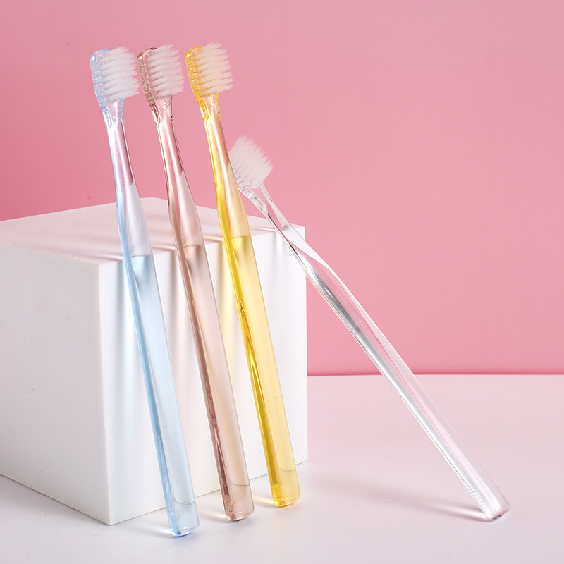 A 4-tube macaron set in a solid-color transparent crystal box with a small head, the same style of adult fine soft-bristled toothbrush as Muji in Japan details Picture