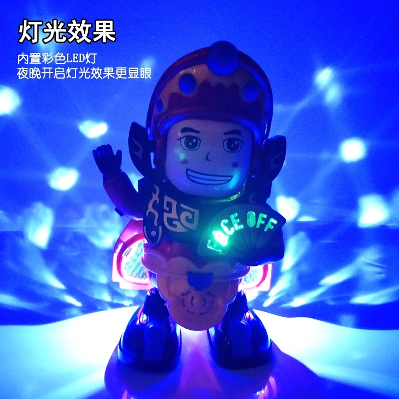 The new best-selling Sichuan Opera face-changing doll, an electric figurine that automatically changes its face, dances, lights and music, is a hot selling toy at the street stall details Picture
