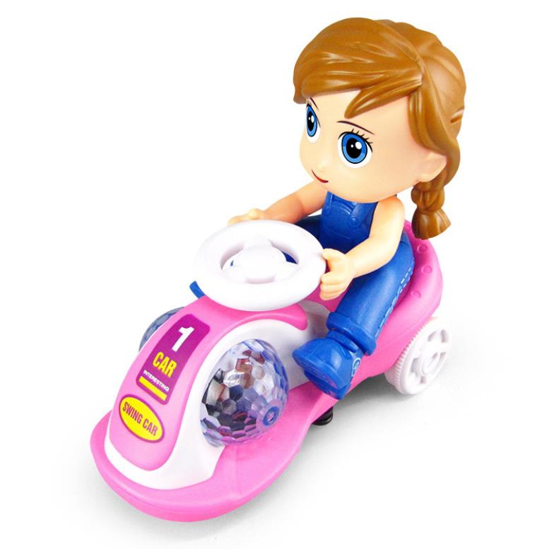The new bestseller, the electric stunt twist and swing car with universal music, lights, cartoon and electric features, is selling well at the children's street stall Specification drawing