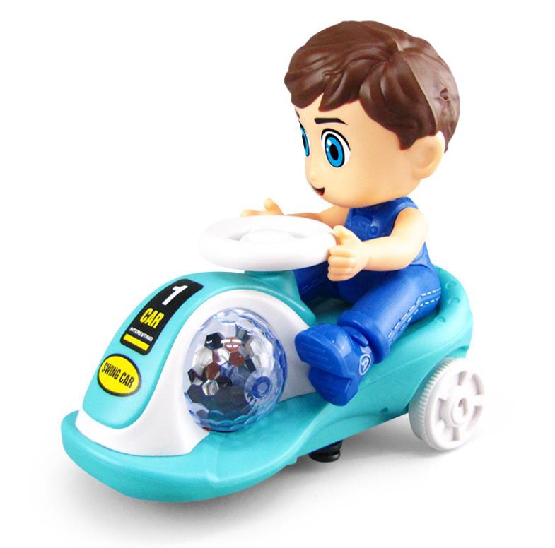The new bestseller, the electric stunt twist and swing car with universal music, lights, cartoon and electric features, is selling well at the children's street stall Application Scenario