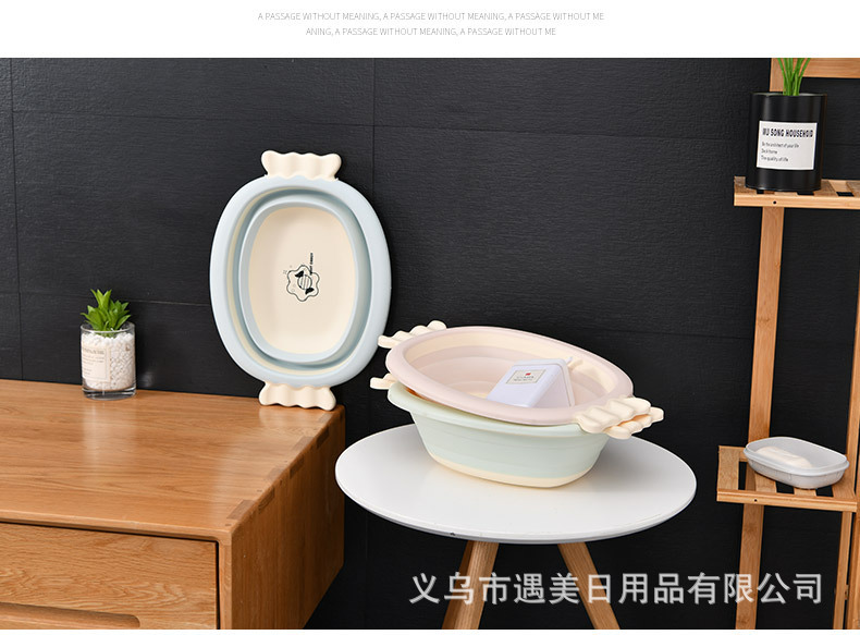 儿童可爱卡通糖果造型洗漱盆 居家便携可折叠脸盆 不易变形婴儿盆