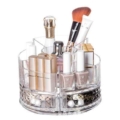 2020 New acrylic diamond surface creative lipstick checkered cosmetic storage box transparent nail polish dressing table
