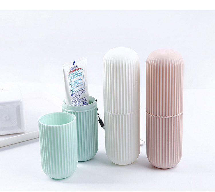Caja de cepillo de dientes portátil de viaje taza de tocador minimalista con tapa pasta de dientes tubo de cepillo de dientes Specification image