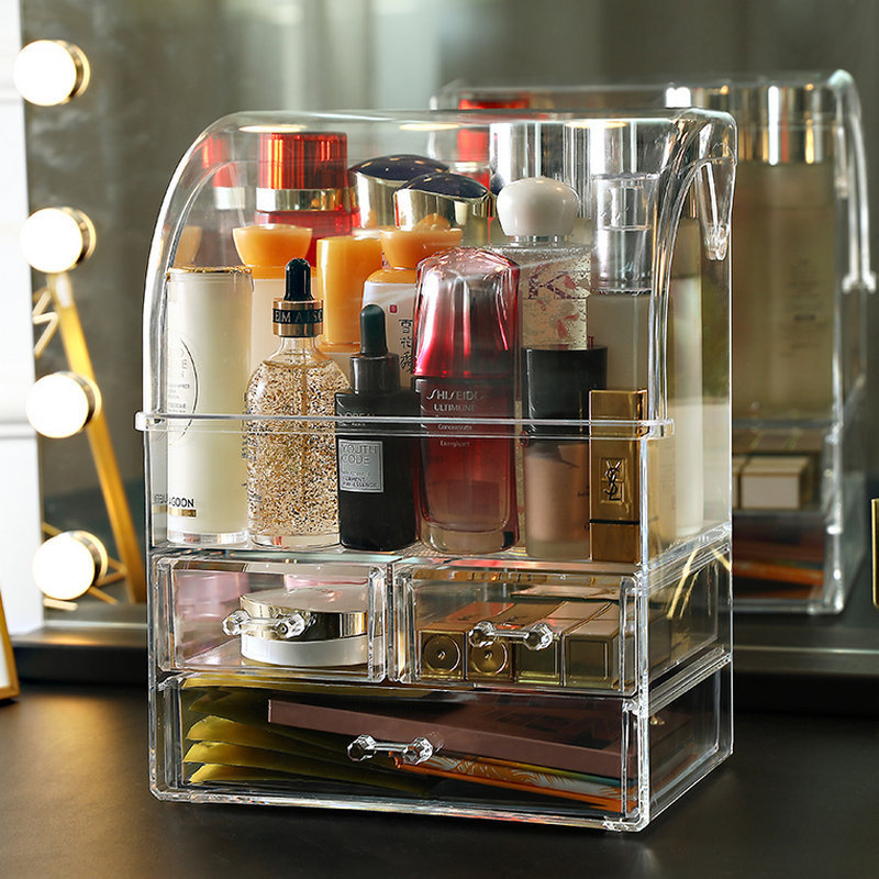 New transparent dust-proof cosmetic storage box, lipstick and skin care products, acrylic Internet celebrity dressing table manufacturer wholesale Application Scenario