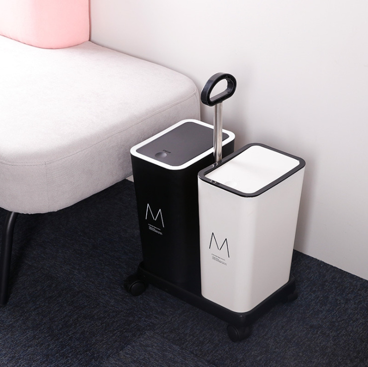 创意家用塑料按压式垃圾桶卫浴厨房组合分类大号垃圾箱带盖收纳