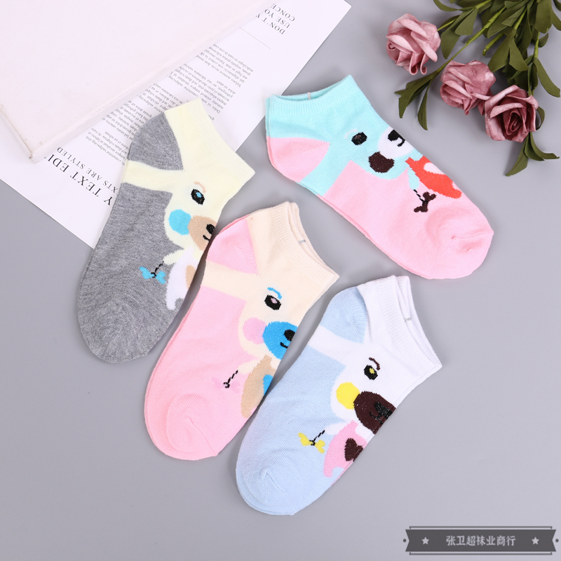 Summer light and fashionable women's socks with colorful cartoon patterns, comfortable, breathable, low-opening anti-drop boat socks for ladies Specification image