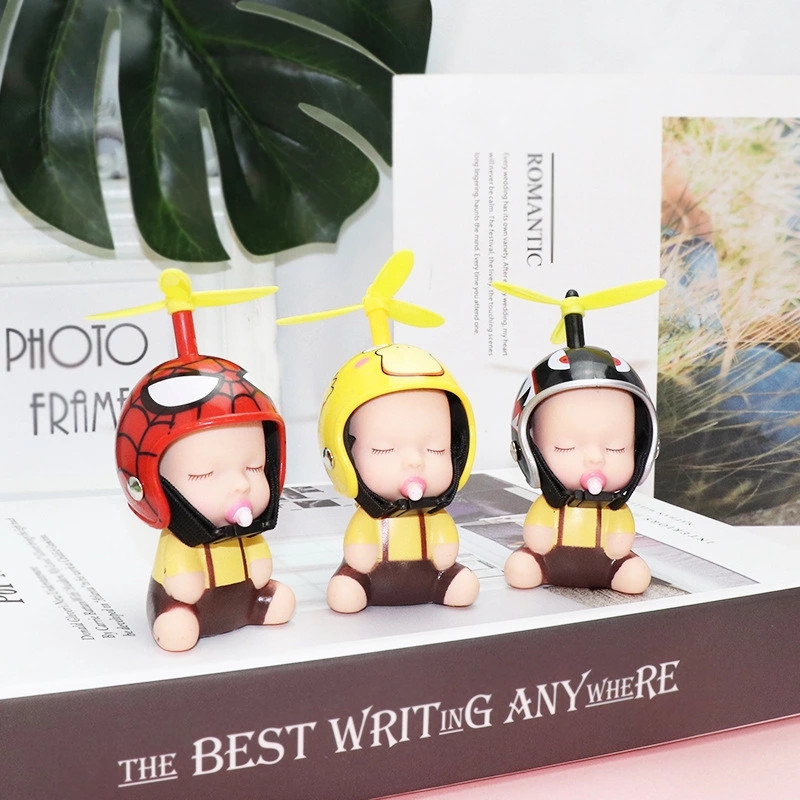 Helmet cute kids, car ornaments, bamboo dragonfly dolls, car interior decoration ornaments, safety helmets, popular styles in the street stall economy full figure