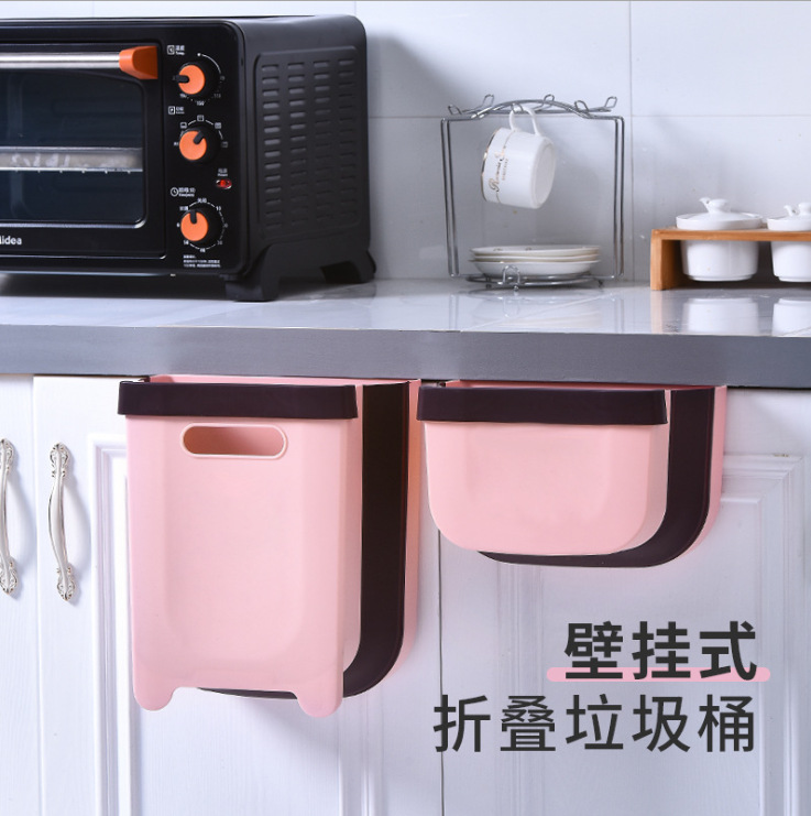 Kitchen folding trash can cabinet door Fashion household wall mounted special sink Creative kitchen waste garbage can
