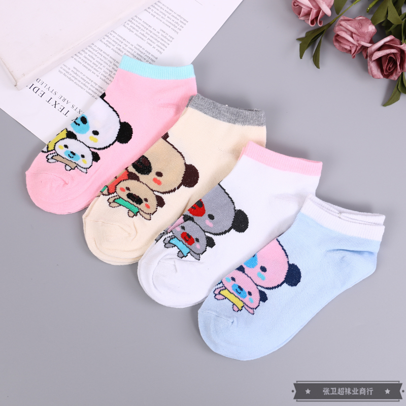 Summer light and fashionable women's socks with colorful cartoon patterns, comfortable, breathable, low-opening anti-drop boat socks for ladies details Picture