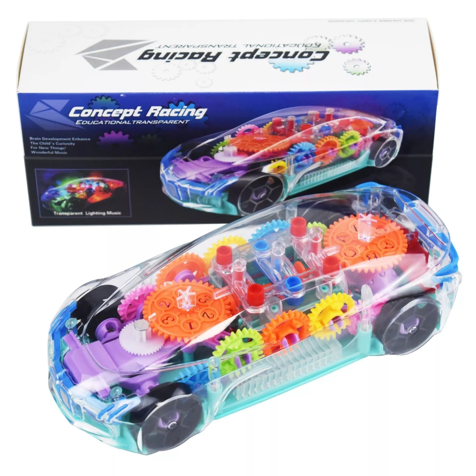 Transparent concept car, electric universal rotation, colorful lights, music simulation gear mechanical system, new htt Application Scenario