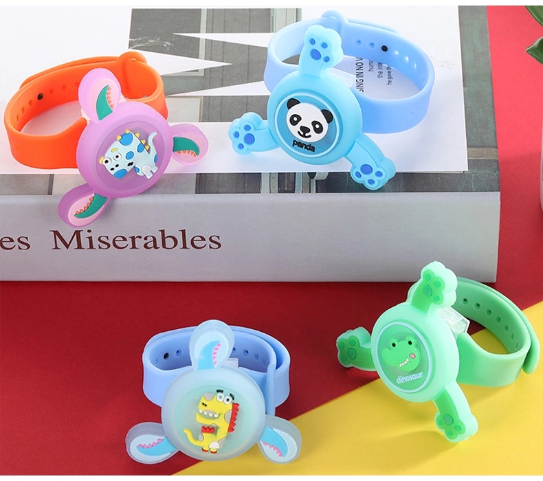 Cartoon mosquito-repellent gyroscope wristband, creative and fun, shiny solid plant essential oil, children's mosquito-repellent wristband, street stall wonder full figure