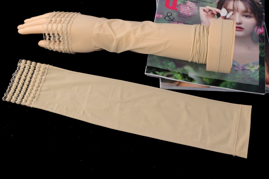 Long sun-protective gloves for women driving, seamless ice silk sleeves, lace thin arm guards, thin style