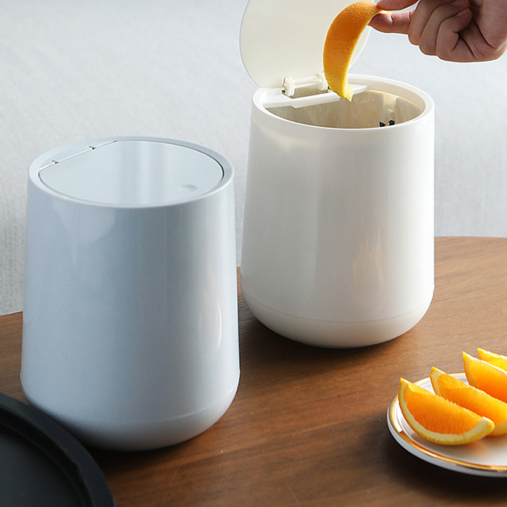 按压式桌面款迷你垃圾桶带盖纸篓家用卧室客厅简约创意车用两不误