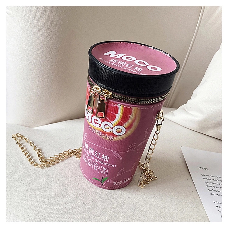 The 2022 new trendy, unique and creative milk tea cup bucket bag for girls, and the stylish chain slant bag for young girls details Picture