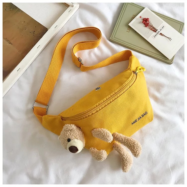Korean Instagram cute little bag 2022 New style bear doll chest bag Harajuku student summer crossbody waist bag Specification drawing