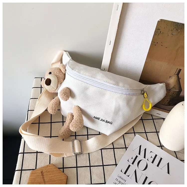 Korean Instagram cute little bag 2022 New style bear doll chest bag Harajuku student summer crossbody waist bag Item Picture