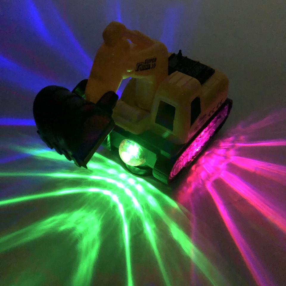 Electric universal music luminous plastic excavator model toy, children's toy, educational engineering vehicle model full figure