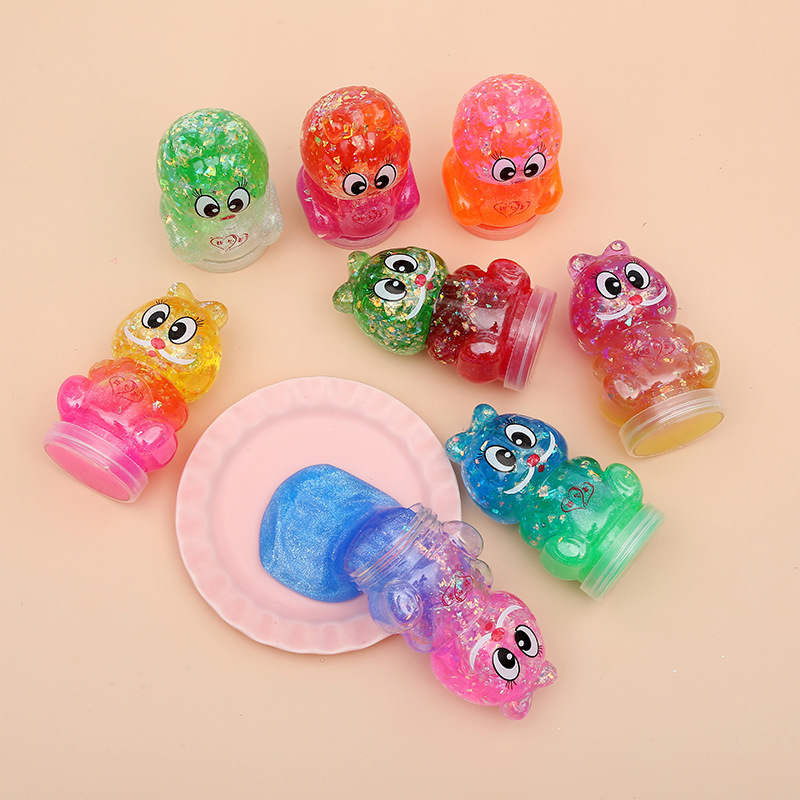 Multicolored sequins Slime DIY student pressure relief rubber multicolored clay lovely bird shape poke mud crystal mud thumbnail