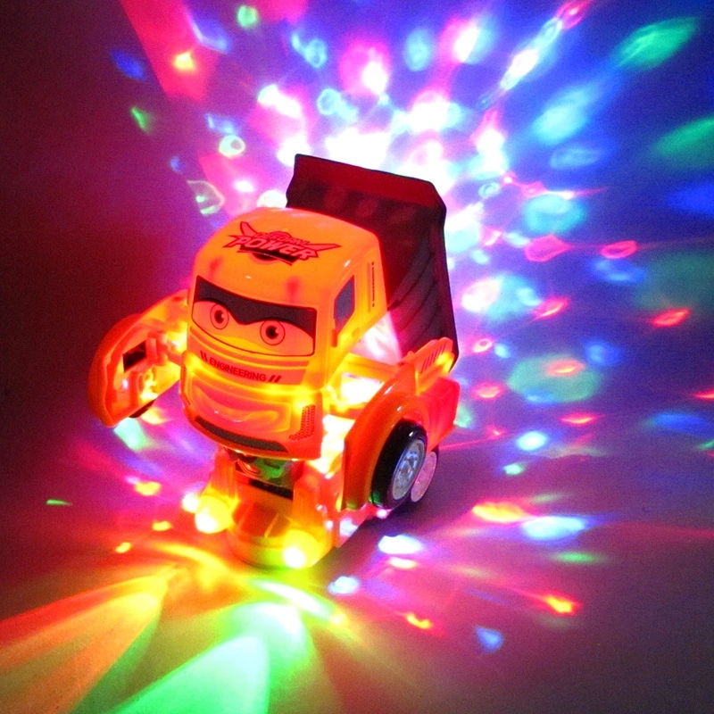 Novel and best-selling electric universal cartoon engineering vehicle, automatic transformation car robot, light and music children's toy full figure