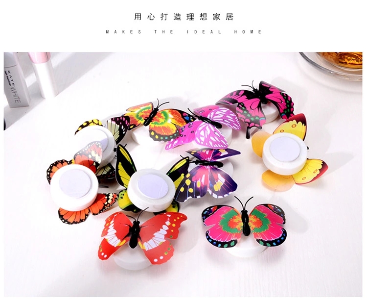 The creative seven-color butterfly night light can be pasted with LED decorative wall lights. The luminous butterflies are available at street stalls details Picture