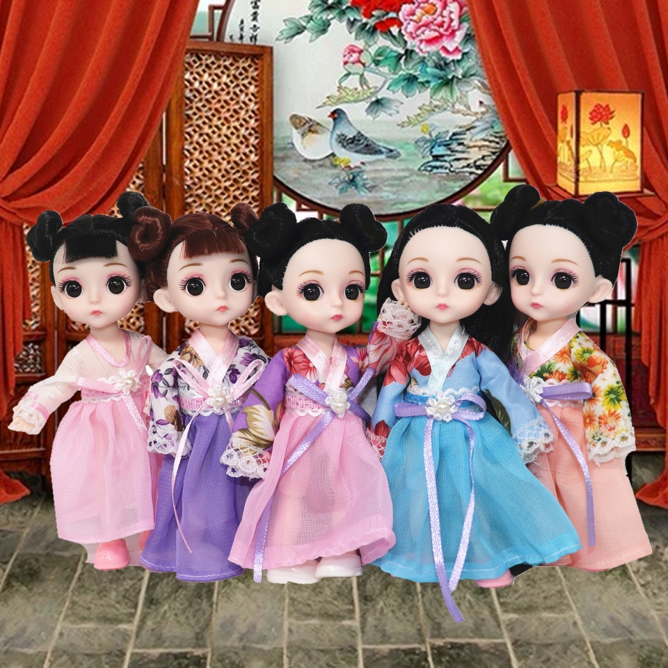 Ancient costume 16.5 cm dress, Barbie doll girl changing into make-or-go dress set, ancient wedding dress bride girl Specification drawing