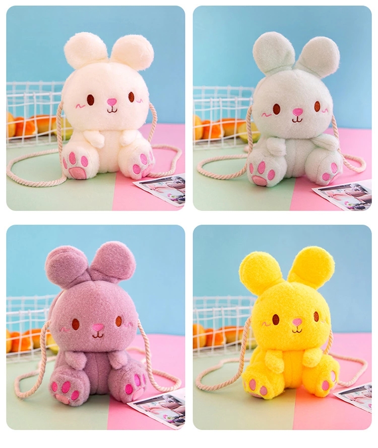 Rabbit plush toy backpack, cartoon cute plush rabbit bag, children's coin purse, wholesale from street stalls Item Picture