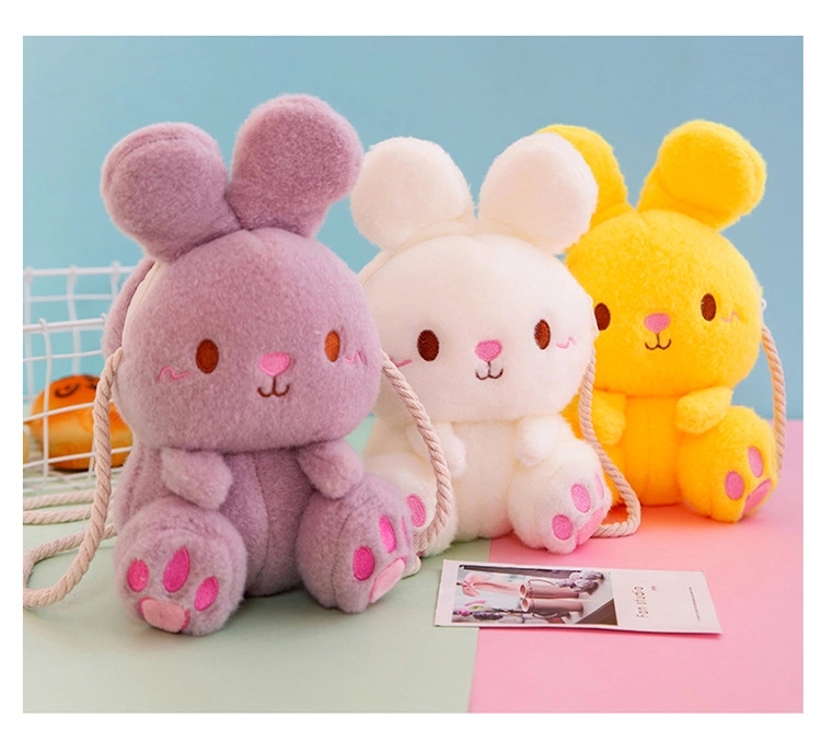 Rabbit plush toy backpack, cartoon cute plush rabbit bag, children's coin purse, wholesale from street stalls full figure