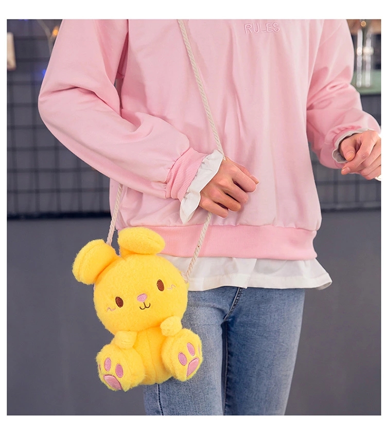 Rabbit plush toy backpack, cartoon cute plush rabbit bag, children's coin purse, wholesale from street stalls Application Scenario