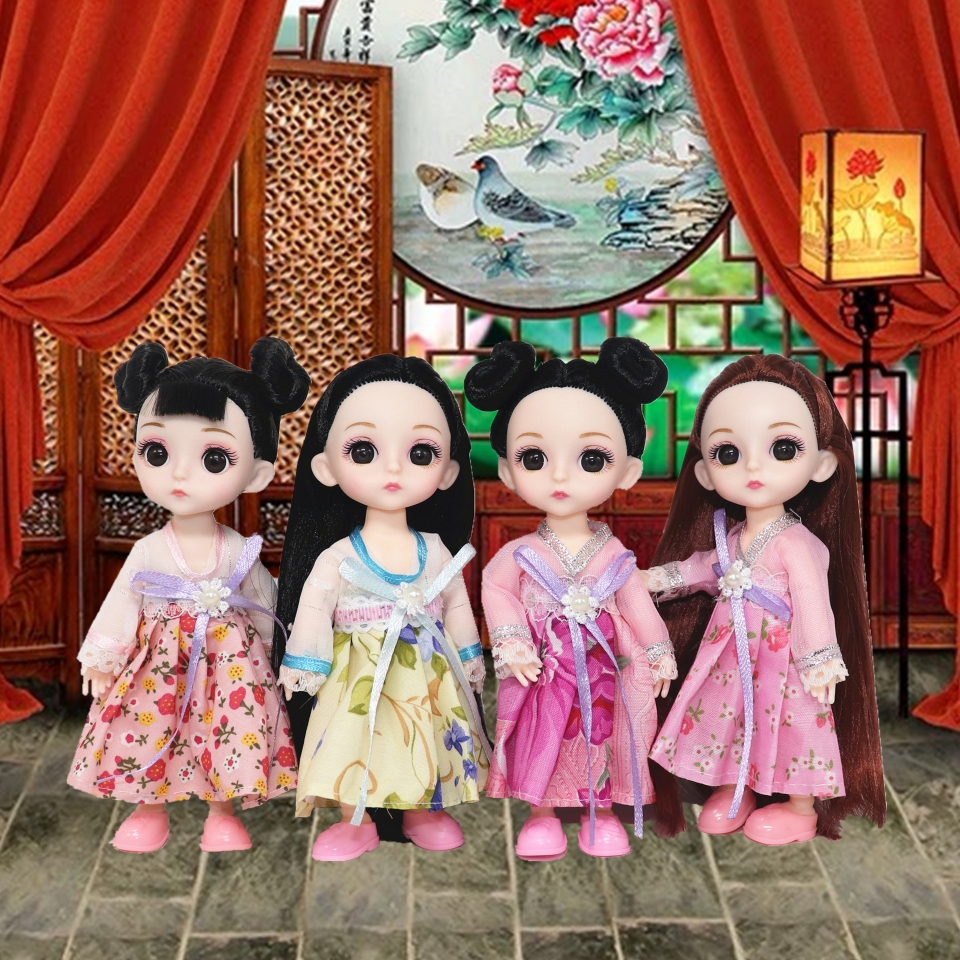 Ancient costume 16.5 cm dress, Barbie doll girl changing into make-or-go dress set, ancient wedding dress bride girl details Picture