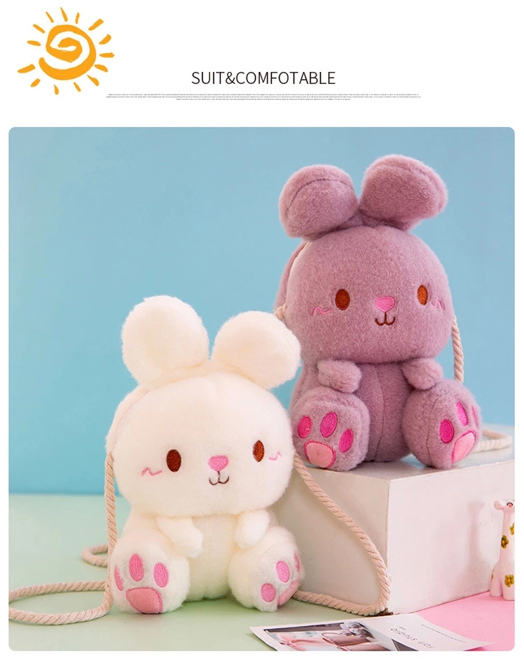 Rabbit plush toy backpack, cartoon cute plush rabbit bag, children's coin purse, wholesale from street stalls details Picture