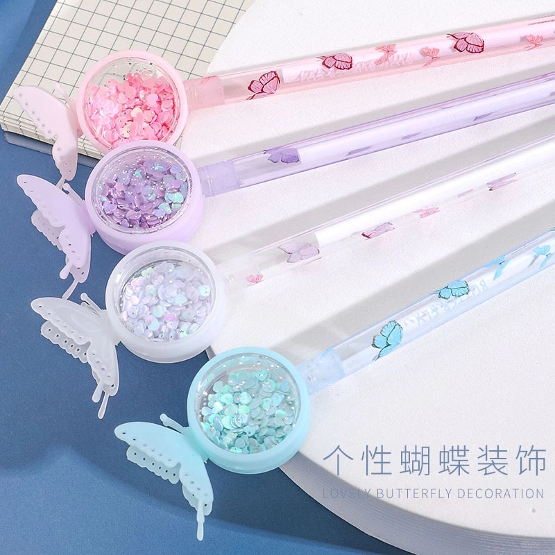 ins girl heart Sequined butterfly gel pen, cute and creative mosquito repellent signature pen, student exam pen, office gel pen Application Scenario