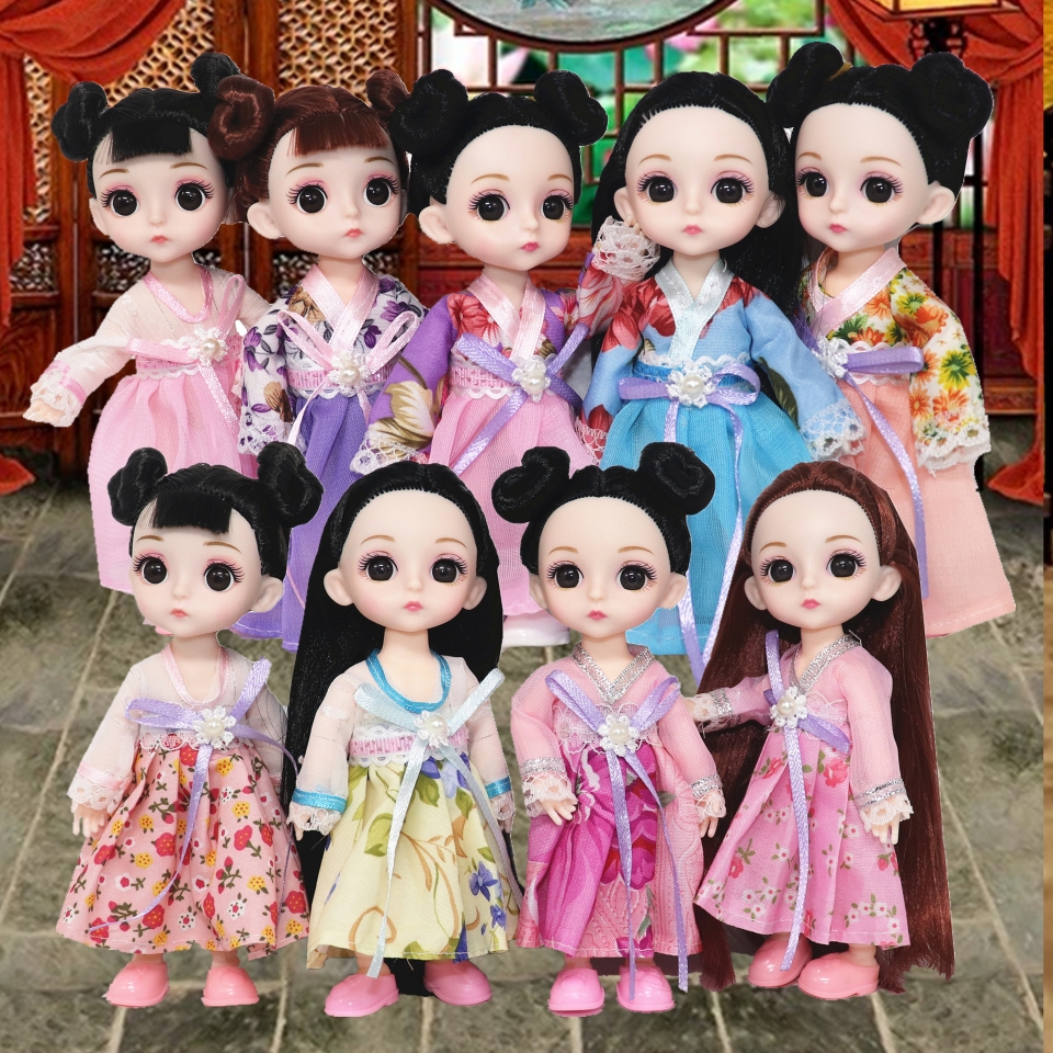 Ancient costume 16.5 cm dress, Barbie doll girl changing into make-or-go dress set, ancient wedding dress bride girl full figure
