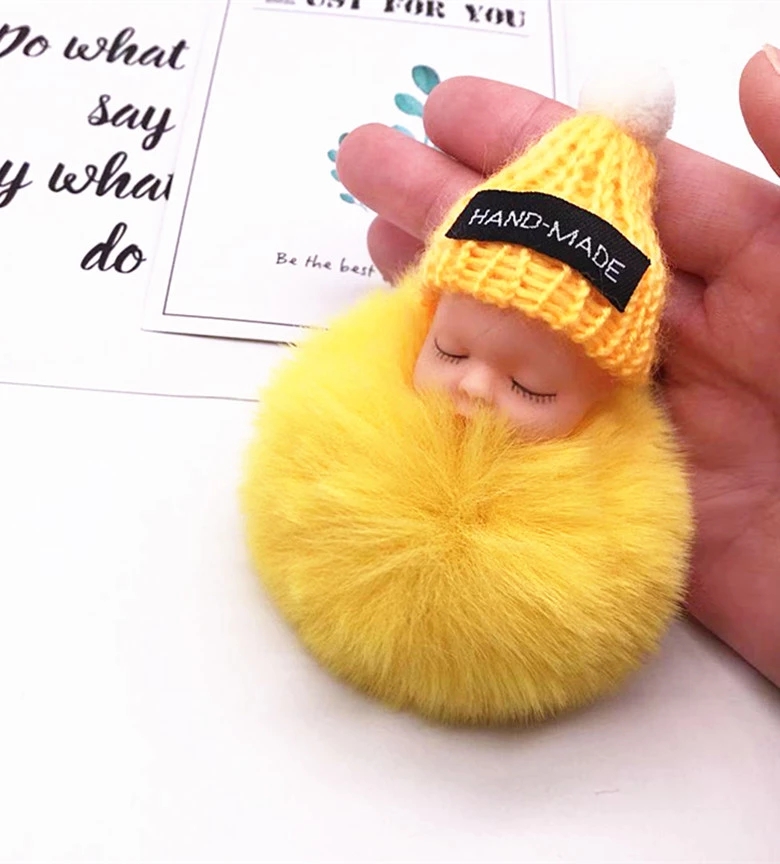 Cute sleeping doll Pom-pom Pendant, adorable sleeping doll pom-pom keychain bag pendant, Fur car pendant h Application Scenario