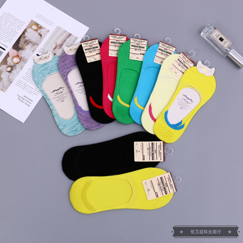 Fashionable and colorful color-matched anti-slip boat socks, summer thin invisible shallow socks that won't fall off and ins style socks