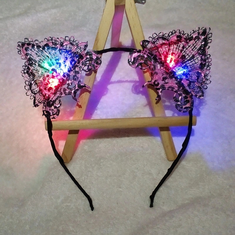 Shining hair bands, headbands, garland headwear, temple fair accessories, street stalls, glowing headbands, lace cat ear headbands Application Scenario