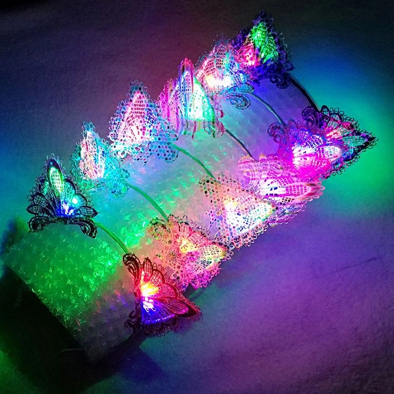 Shining hair bands, headbands, garland headwear, temple fair accessories, street stalls, glowing headbands, lace cat ear headbands details Picture