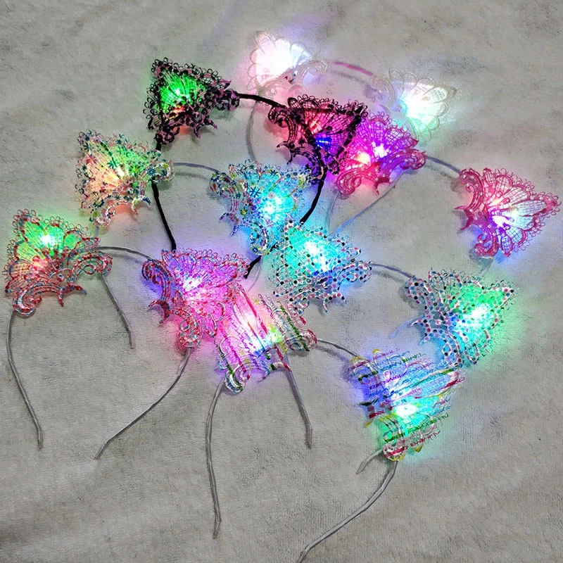 Shining hair bands, headbands, garland headwear, temple fair accessories, street stalls, glowing headbands, lace cat ear headbands full figure
